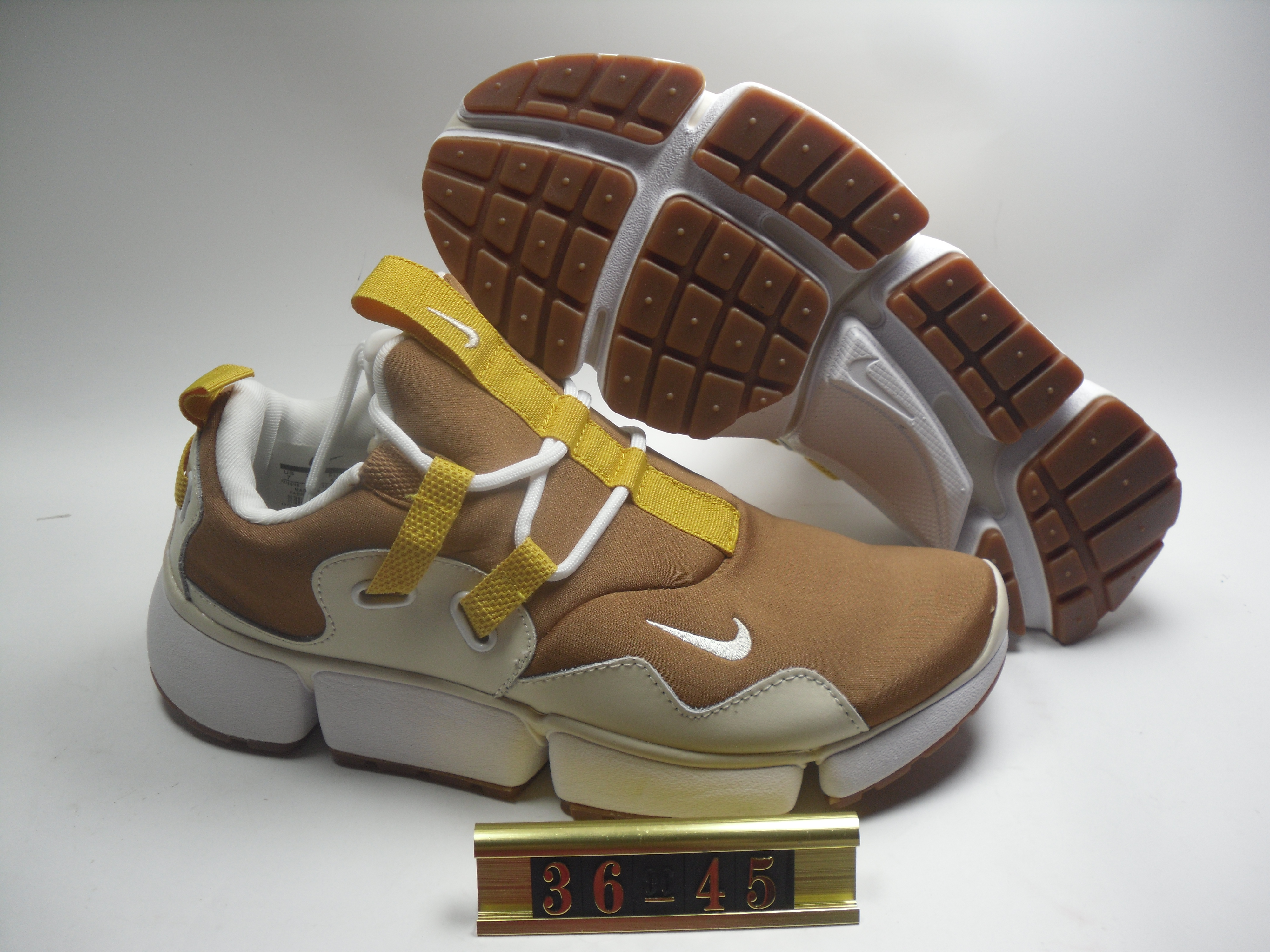 Nike Air Huarache 5 Brown Yellow White Shoes - Click Image to Close